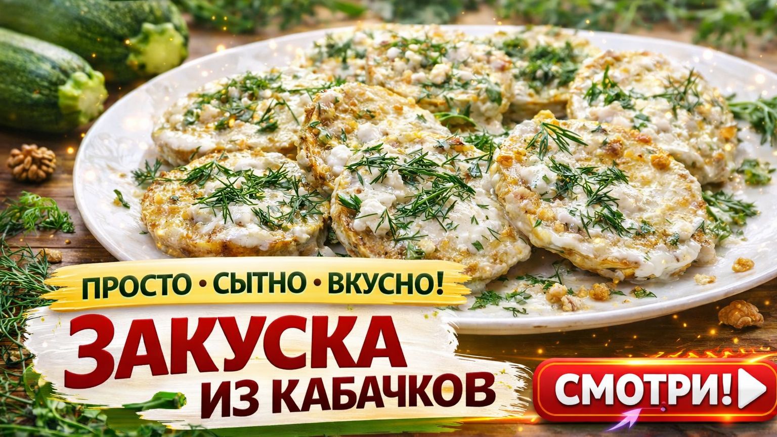 ВКУСНЫЕ И ЛЁГКИЕ РЕЦЕПТЫ! Ароматная и Сочная Закуска из КАБАЧКОВ! смотреть онлайн