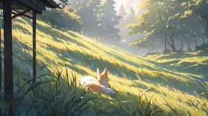 Луг с отдыхающей лисой — короткий мультфильм