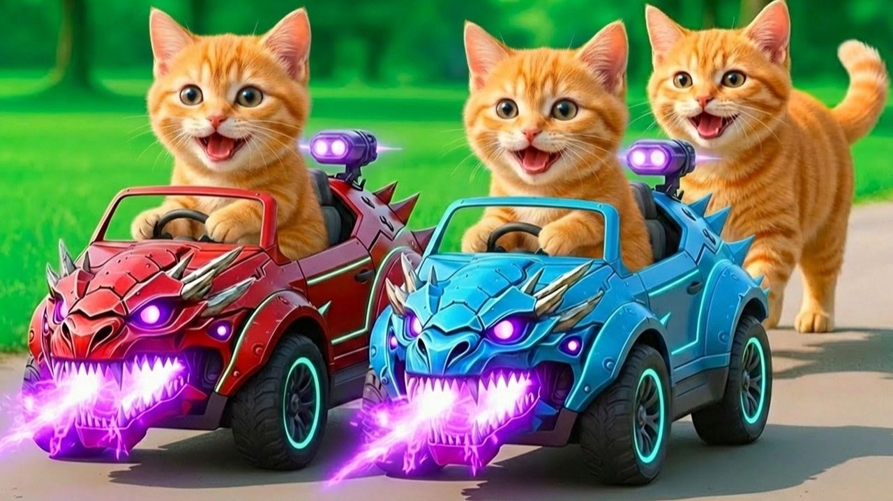 КОТЯТА ДЛЯ ДЕТЕЙ ГОНКИ НА БЫСТРЫХ АВТО СПЕШАТ НА ПОМОЩЬ МАМЕ КОШКЕ СИНИЙ ТРАКТОР смотреть онлайн