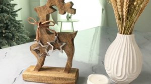 Декоративная фигура СЕРЕБРЯНЫЙ ЗВЕЗДОПАД: ОЛЕНЬ, древесина манго, металл, 26 см, A68120450