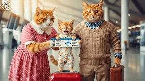 Коты-мама и папа удивили рыжего котенка его первым авиабилетом ✈️😻
