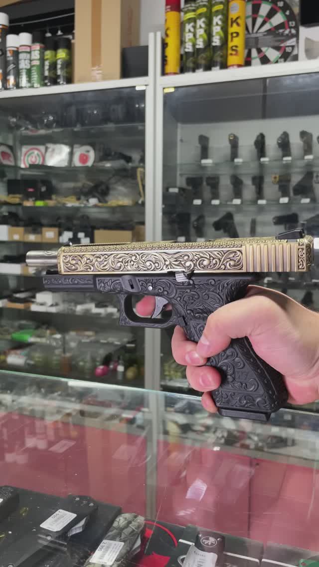 Страйкбольный пистолет WE Glock-34 Gen.3 Bronze с гравировкой