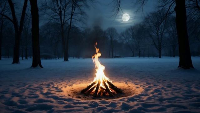 Костёр, холодная зима