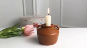 Подсвечник ЛИНДР, керамика, терракотовый, 8 см, HZ1960170-2