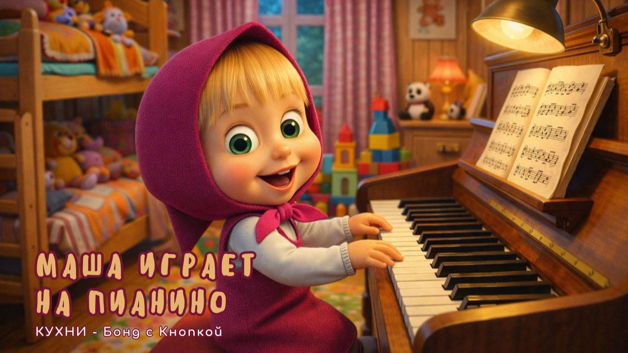 Маша из мультика играет на пианино! КУХНИ - бонд с кнопкой смотреть онлайн