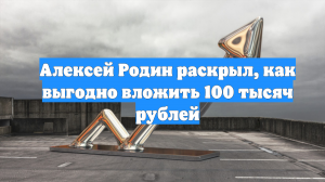 Алексей Родин раскрыл, как выгодно вложить 100 тысяч рублей
