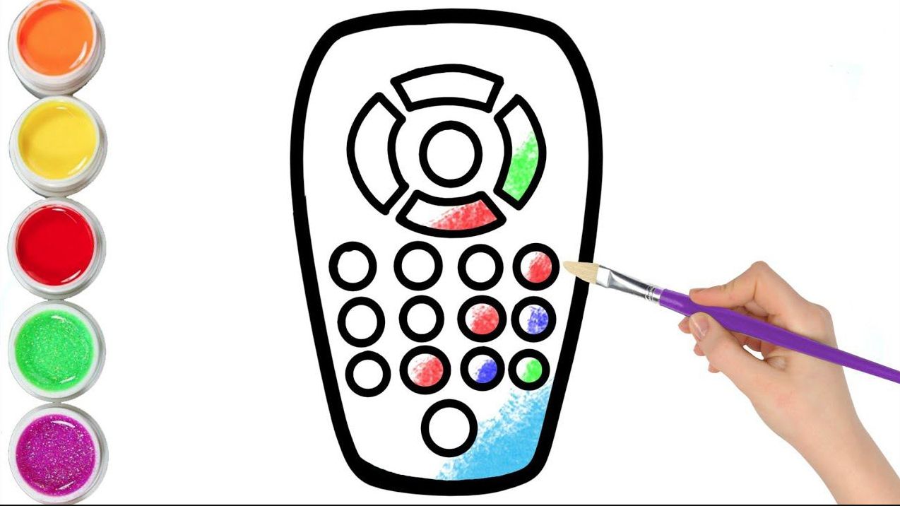 Мультик для детей-Как нарисовать ПУЛЬТ 📱от телевизора/Простой рисунок и раскраска для детей