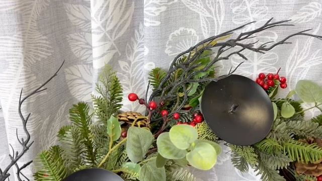 Декоративный венок — подсвечник ЛЕСНОЙ КОКТЕЙЛЬ, на 4 свечи, 50 см, 1099406