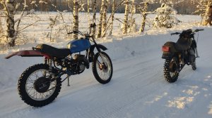 Восход и тула по зимнему лесу