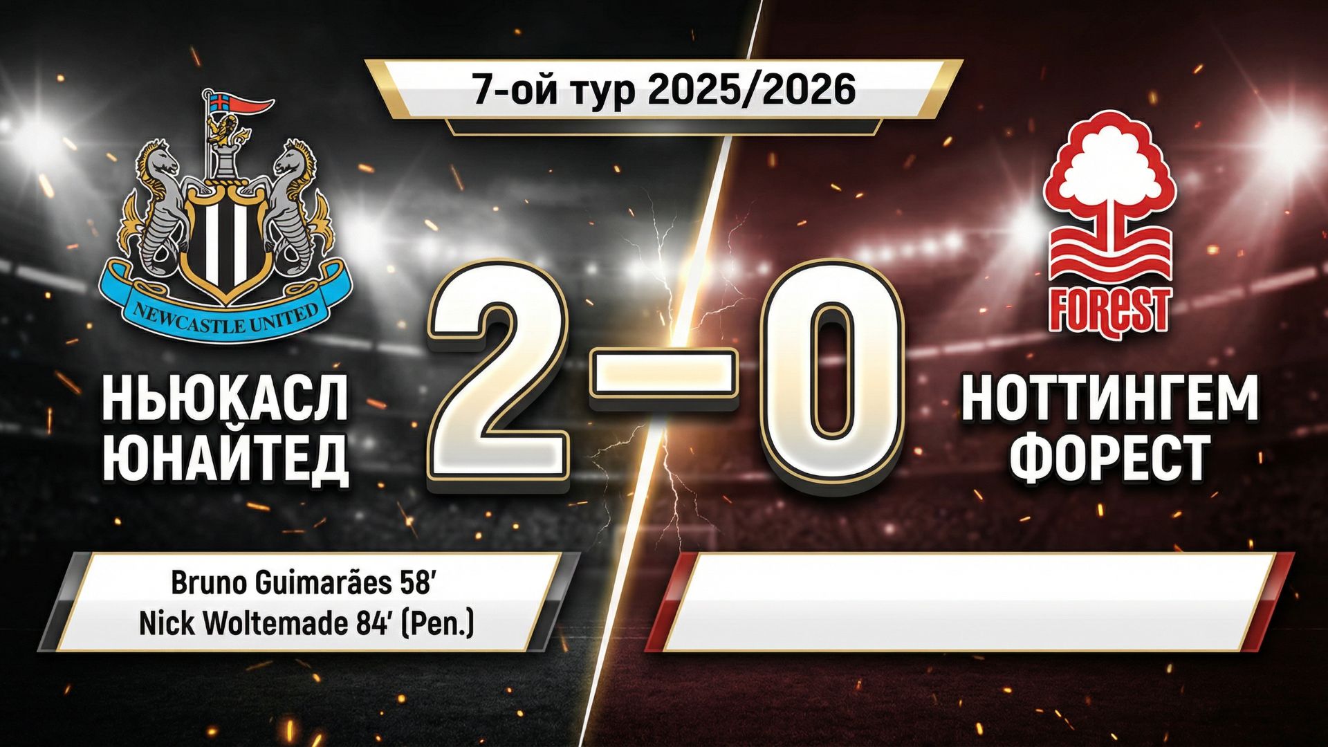 ГОЛЫ НЬЮКАСЛ ЮНАЙТЕД - НОТТИНГЕМ ФОРЕСТ // 7-ОЙ ТУР АПЛ 25/26