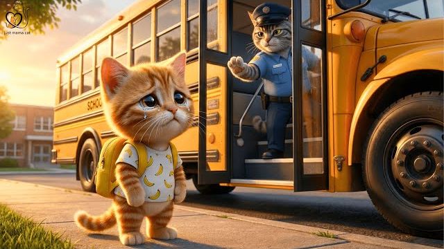 Крошечный рыжий котенок не попал в школьный автобус 😭 Следующий шаг папы-кота растопит ваше сердце смотреть онлайн
