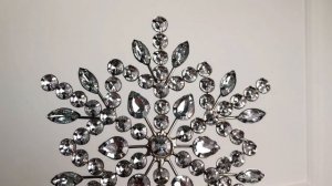 Верхушка на елку СНЕЖИНКА В АЛМАЗАХ-ЛЕПЕСТОЧКАХ, стекло, металл, серебряная, 26 см, A72100480-3