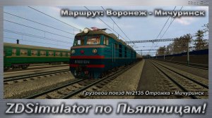ZDSimulator по Пьятницам! Грузовой поезд №2135 Отрожка - Мичуринск Маршрут: Воронеж - Мичуринск