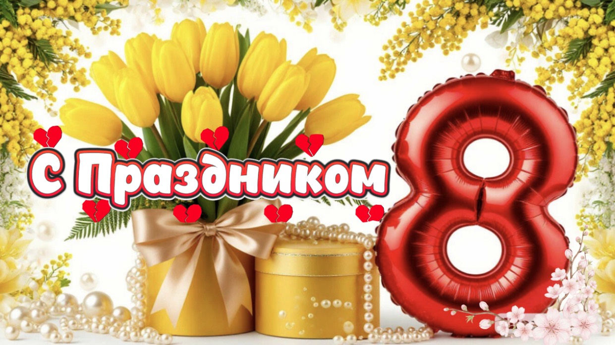 С Наступающим Праздником Международным женским Днём. Красивое поздравление с праздником. смотреть онлайн