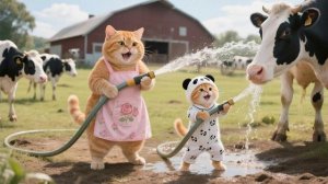 Джинджер поняла важность учёбы после того, как помогла кошке-маме на ферме Смешные видео с кошками