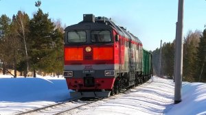 2ТЭ116-1649 секция Б с небольшим грузовым поездом