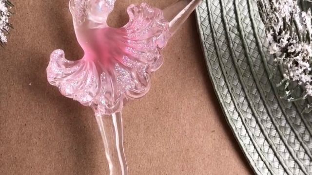 Ёлочная игрушка БАЛЕРИНА нежно-розовая прозрачная, акрил, 17 см, D1492-1