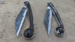 Опытный мастер делает складные ножи из старых цепей.