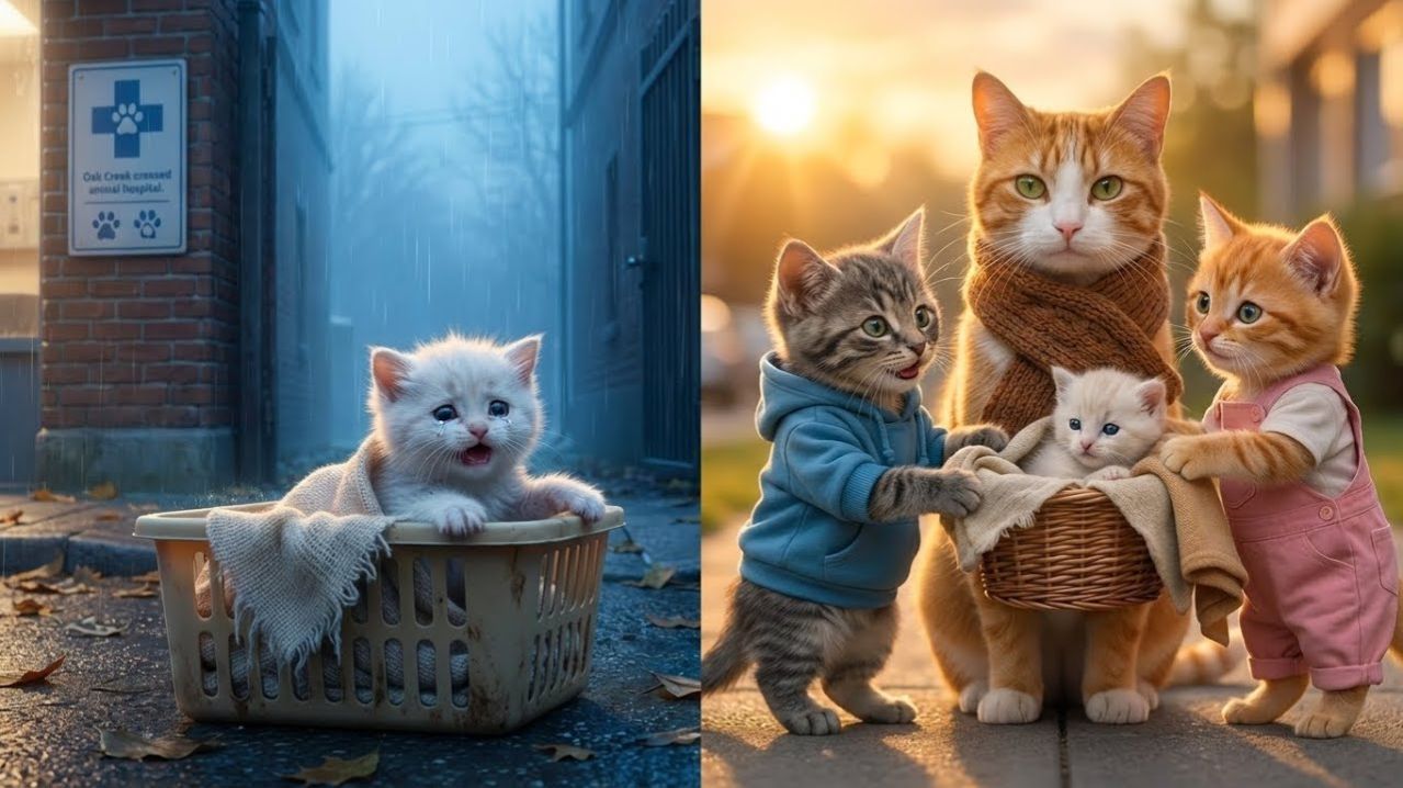 Брошенный котенок у больницы: мама-кошка с котятами спасают положение смотреть онлайн