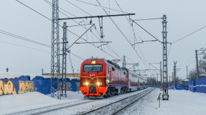 Электровоз ЭП2К - 189 "ТЧ-8 Санкт-Петербург" с пассажирским поездом N064В Санкт-Петербург - Самара