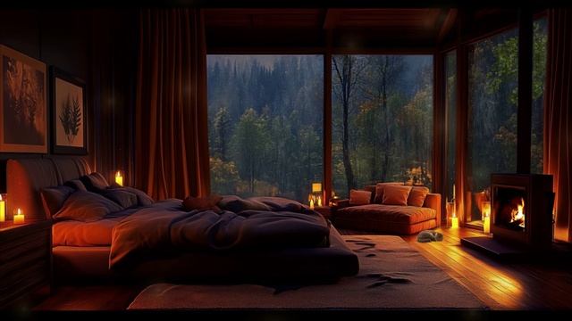 Спокойная, расслабляющая музыка, звуки дождя, камин. Расслабьтесь. Relax №002