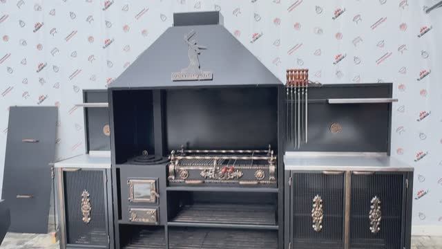 0430/556 Мангал с зонтом и печкой + модули столы 2шт смотреть онлайн