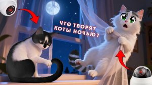 ЧТО ДЕЛАЮТ КОТЫ НОЧЬЮ? СКРЫТАЯ КАМЕРА