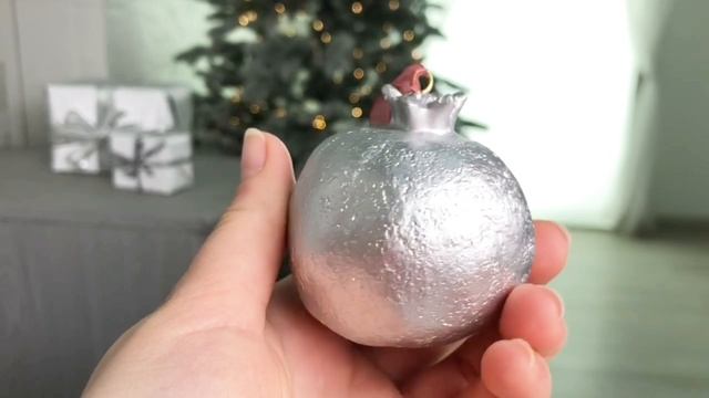 Ёлочная игрушка СЕРЕБРЯНЫЙ ГРАНАТ, полистоун, 6 см, ALX913740-1