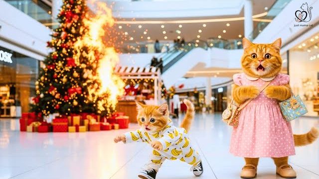 Момент, когда загорелась рождественская елка Кошка-мама обнаружила, насколько храбр ее рыжий котенок смотреть онлайн