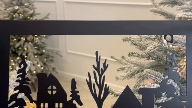 Настенный новогодний светильник УЮТНЫЙ ПЕЙЗАЖ - ЗИМНИЙ ГОРОДОК, металл, чёрный, AMJ000040-1