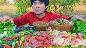 #MUKBANG Свежая телятина с острым чили и свежими овощами, очень вкусно друзья мои!ASMR ЕДА ОБЖОР