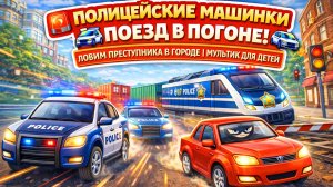🚨 Полицейские машинки и поезд в погоне! 🚓 Ловим преступника в городе | Мультик для детей