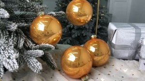 Набор стеклянных шаров глянцевых, цвет: золотой, 100 мм, упаковка 4 шт., 5010010