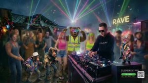Рейв в деревне 24/7. Звёзды над головой, бас в груди. Кошачий продюсер и команда "рвут танцпол"