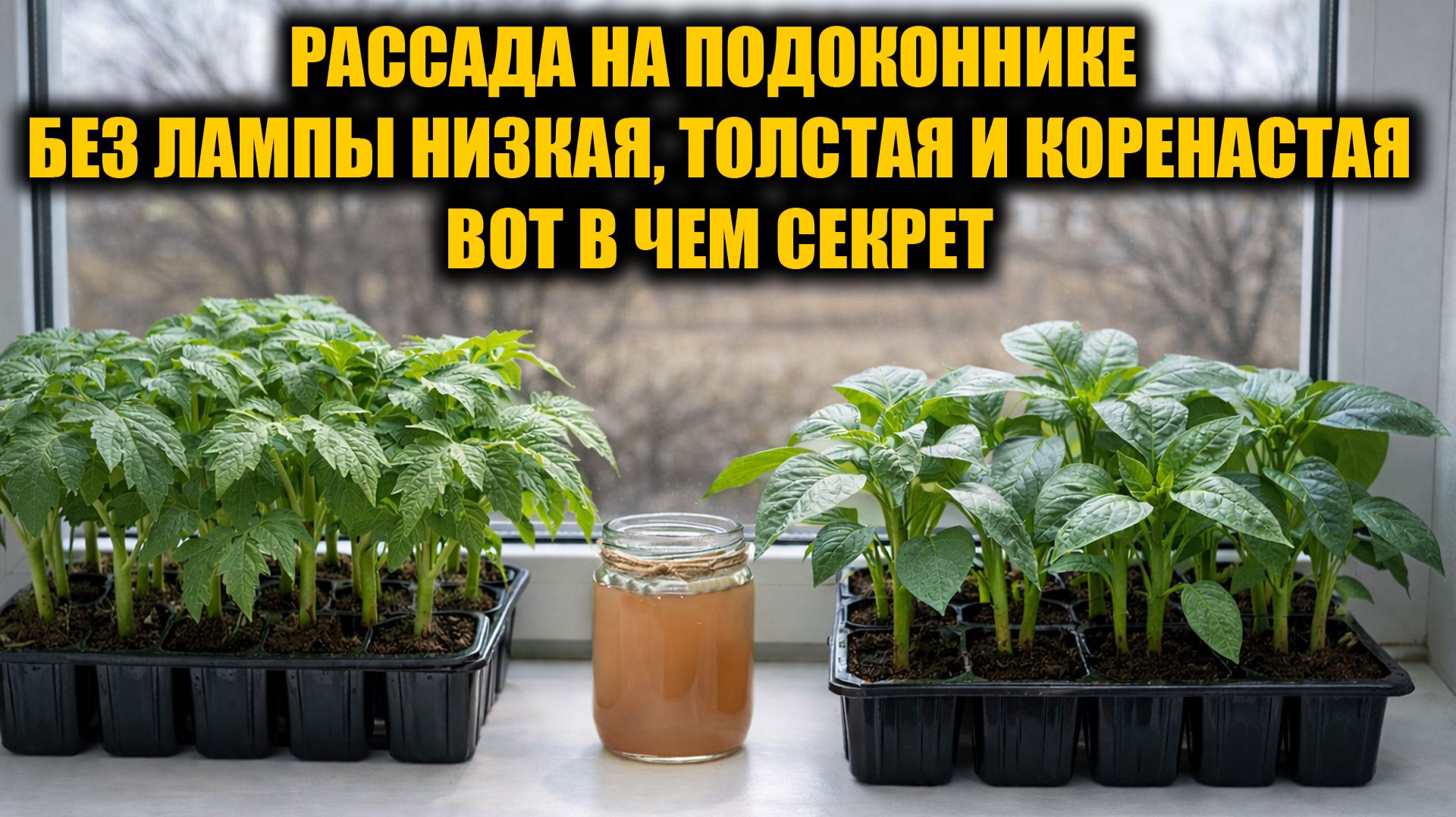 Рассада на подоконнике без лампы толстая и коренастая, вот в чем секрет! смотреть онлайн