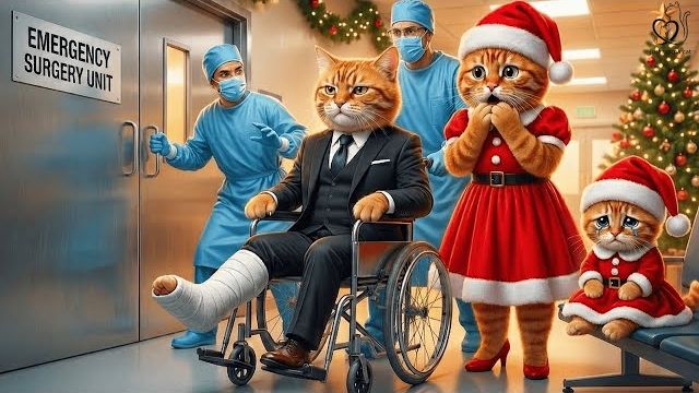 Папа-кот упал в обморок в рождественскую ночь Мама-кошка и рыжий котенок запаниковали... смотреть онлайн