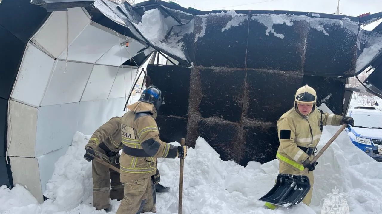 Арочная конструкция обрушилась в Башкирии из-за снега смотреть онлайн