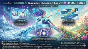 ВОДОЛЕЙ — Гороскоп на март 2026: Первая оттепель и мост между мечтой и реальностью