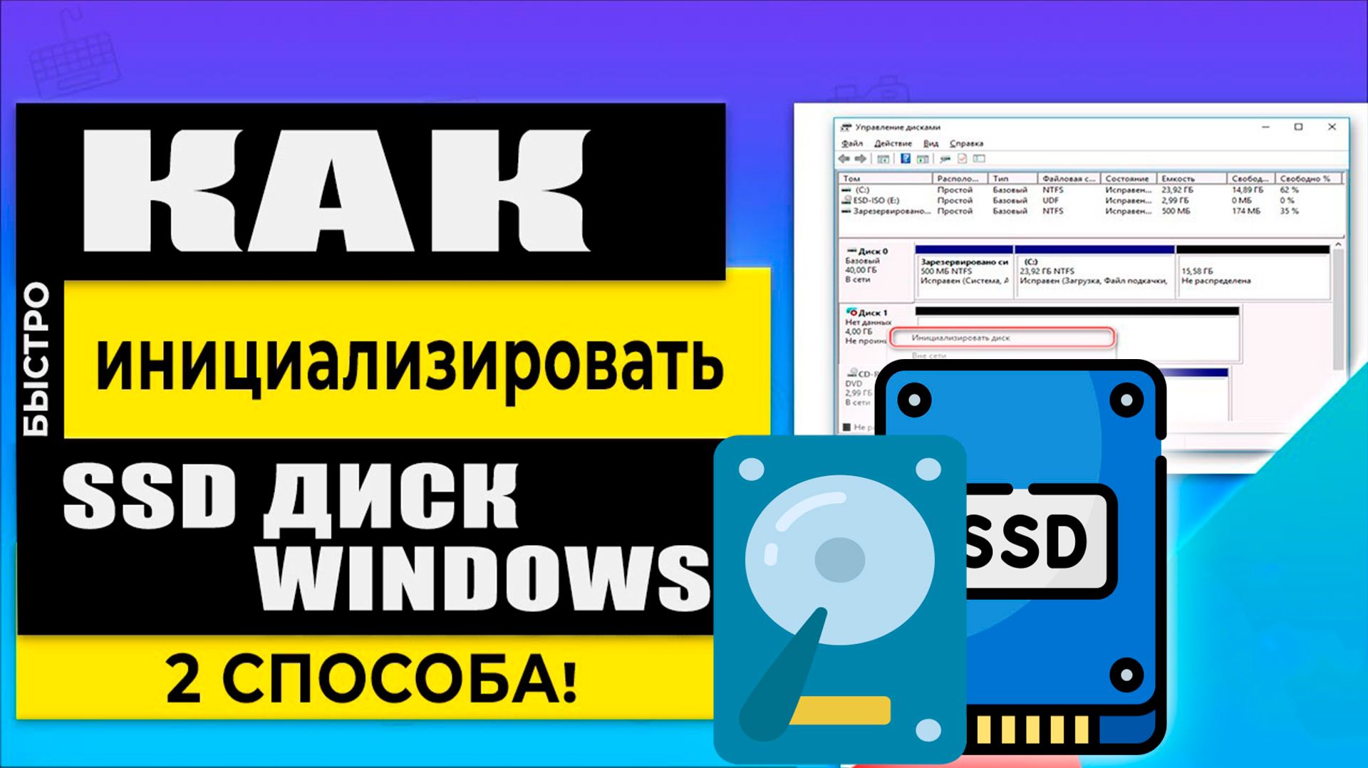 Инициализация Диска SSD или HHD Как Это Сделать в Windows
