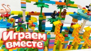 АСМР КОНСТРУКТОР МАРБЛ РАН И ЛЕГО С ШАРИКАМИ И ЖИВОТНЫМИ ДЛЯ ДЕТЕЙ ! СОБИРАЕМ ВМЕСТЕ ГОРКИ 🦒 2