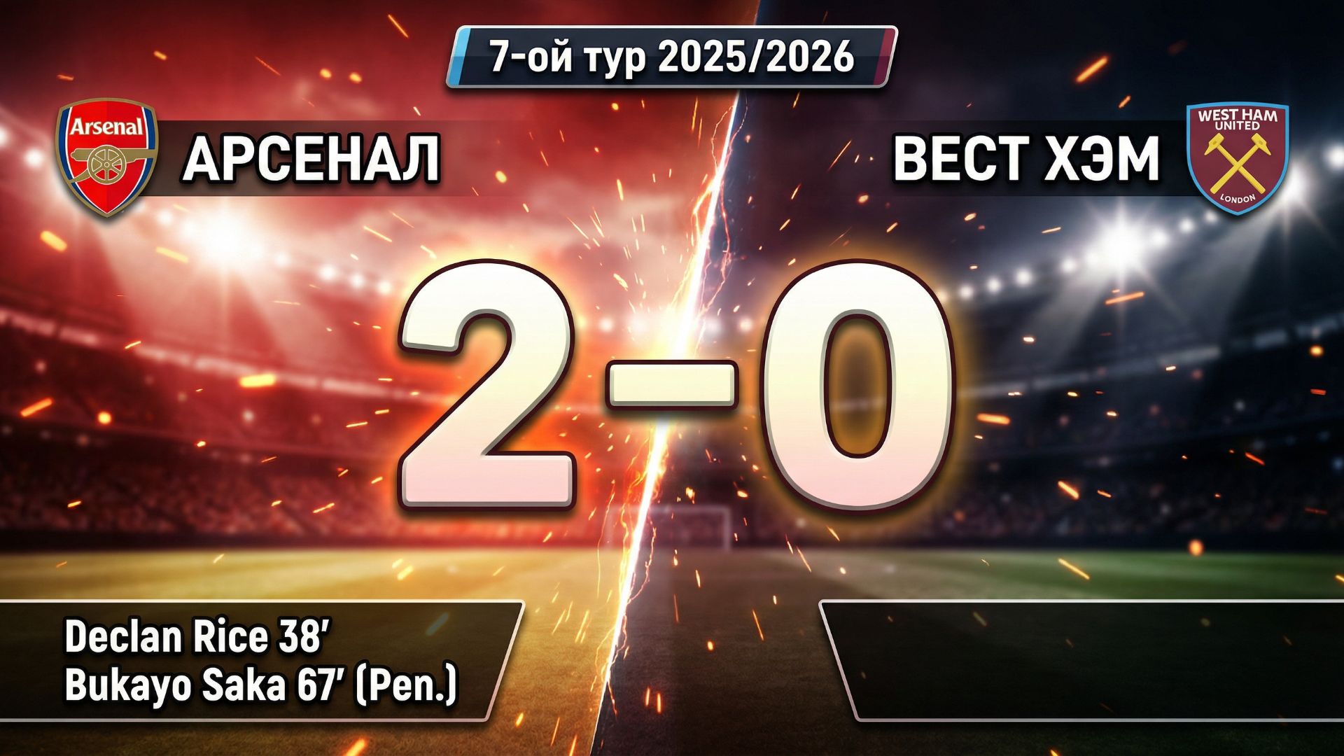 ГОЛЫ АРСЕНАЛ - ВЕСТ ХЭМ // 7-ОЙ ТУР АПЛ 25/26