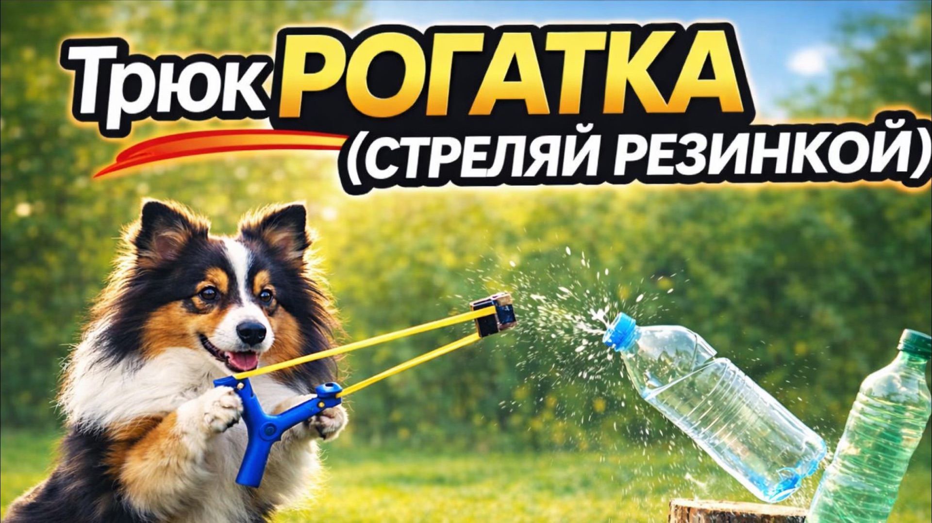 СОБАКА СТРЕЛЯЕТ ИЗ РОГАТКИ 😱 | Трюк «СТРЕЛЯЙ РЕЗИНКОЙ» Пошагово