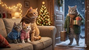 Рождественское воссоединение: кот-папа, который тайно вернулся домой | Теплая зимняя история