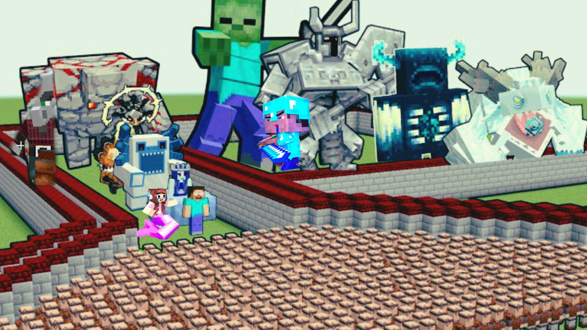 ОЧЕНЬ МОЩНЫЕ БОССЫ ПРОТИВ 1000 ДЕРЕВЕНСКИХ ЖИТЕЛЕЙ В МАЙНКРАФТЕ смотреть онлайн