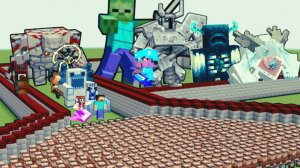 ОЧЕНЬ МОЩНЫЕ БОССЫ ПРОТИВ 1000 ДЕРЕВЕНСКИХ ЖИТЕЛЕЙ В МАЙНКРАФТЕ