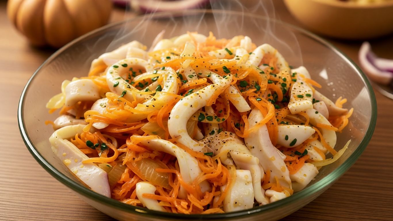 Салат с кальмарами самый вкусный. Простой и вкусный рецепт - салат из кальмаров с морковью. смотреть онлайн