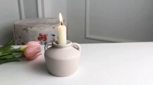 Подсвечник ЛИНДР, керамика, кремовый, 8 см, HZ1960170-1