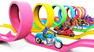 Учим цвета с Человеком-пауком, катающимися на мотоциклах, смешивающими цвета Волшебными жидкостями