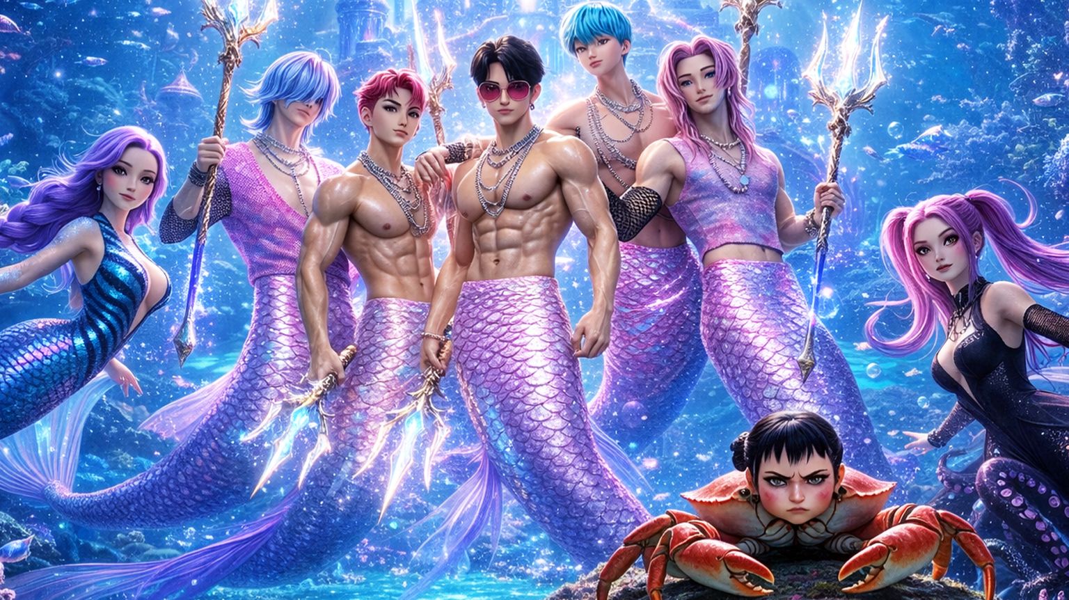 К-Поп Охотницы на Демонов: SAJA BOYS MERMEN 🧜♂️🌊 | WICKED NIGHT (Official MV) смотреть онлайн