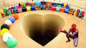 Как приготовить сердечко из цемента, гигантской Кока-колы, Mtn Dew, Пепси, Фанты против Ментоса